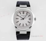 PPF Factory V4 Swiss Patek Philippe Nautilus Leather Strap White Dial Watch Cal.324 movement
